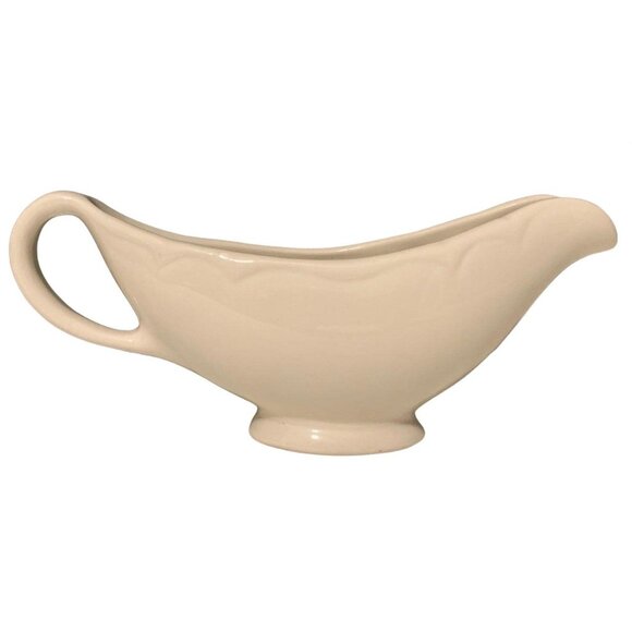 Vintage Homer Laughlin Gravy Boat Eggshell Sauce Boat Embossed Serving Handle - Picture 1 of 12